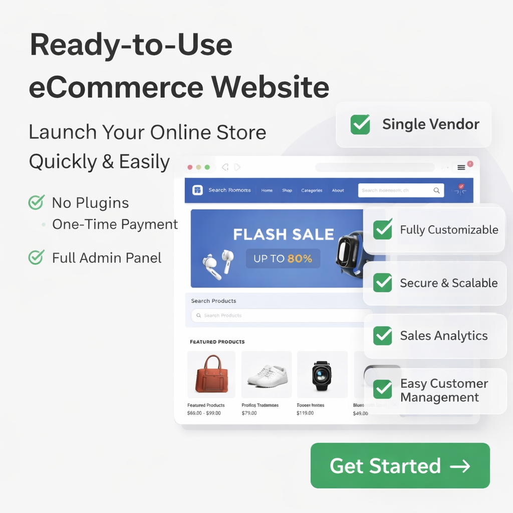 Single vendor ecommerce engine dashboard preview